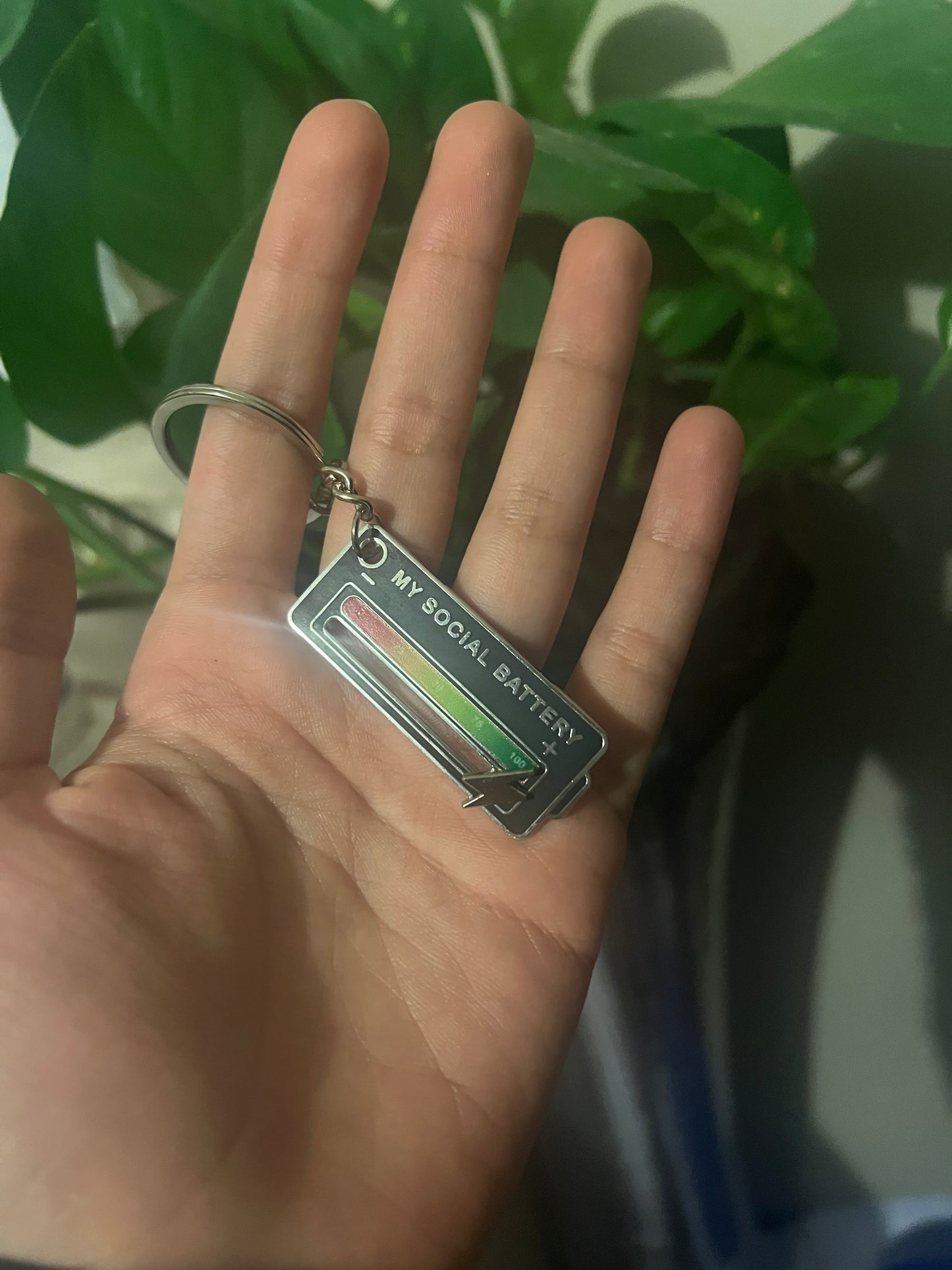 Social battery keychain. Interactive social battery enamel