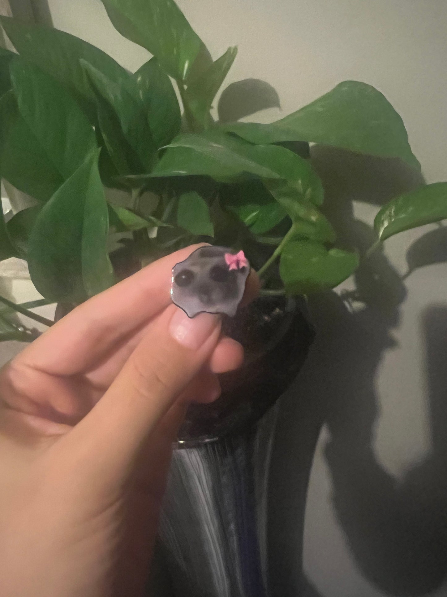 Sad hamster enamel pin