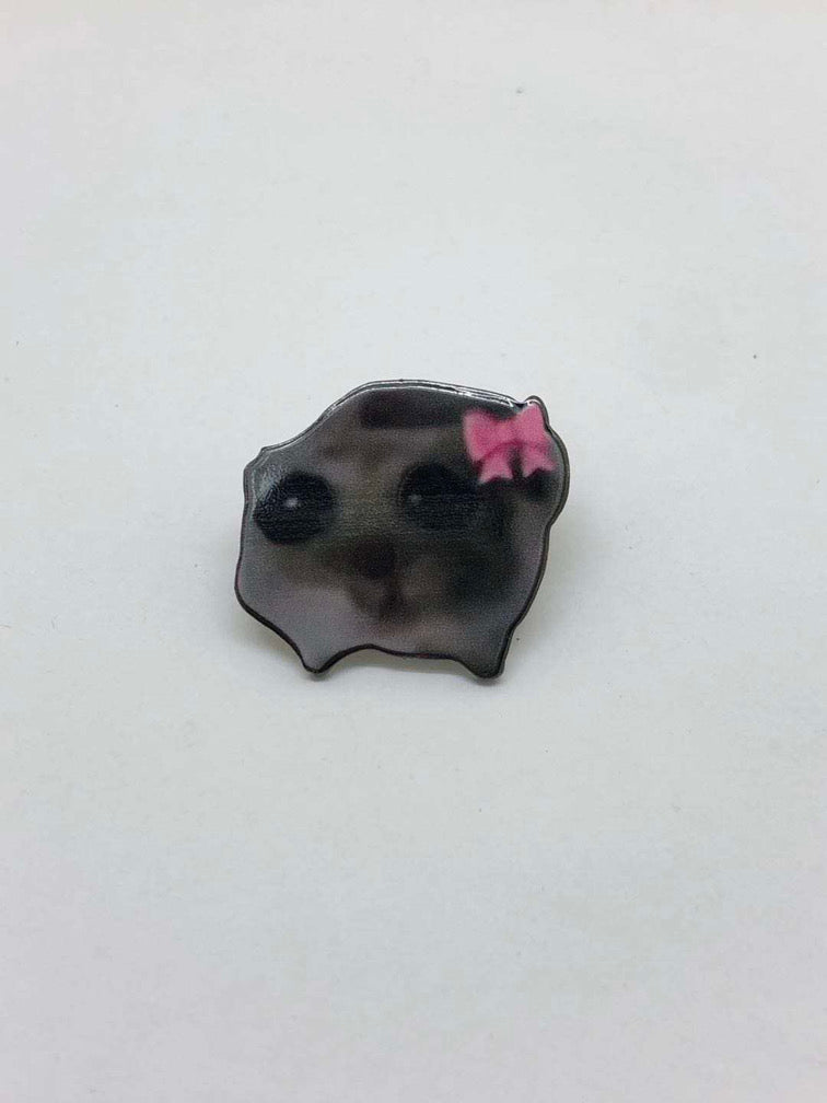 Sad hamster enamel pin