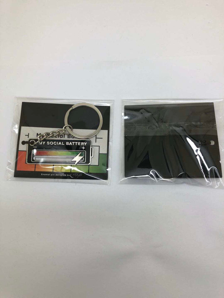 Social battery keychain. Interactive social battery enamel