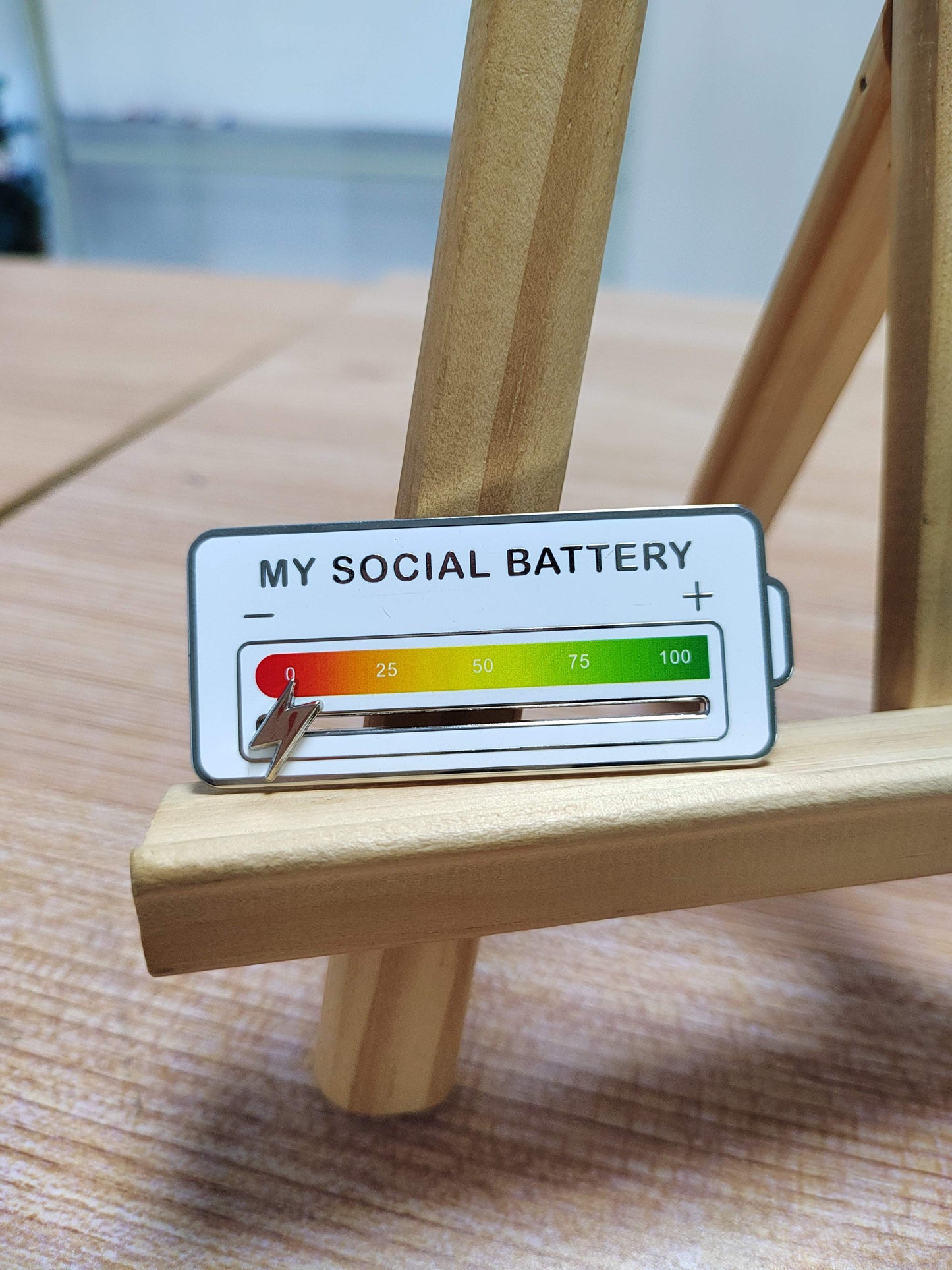 My social Battery. Social Battery Enamel Pin. Interactive Enamel pin