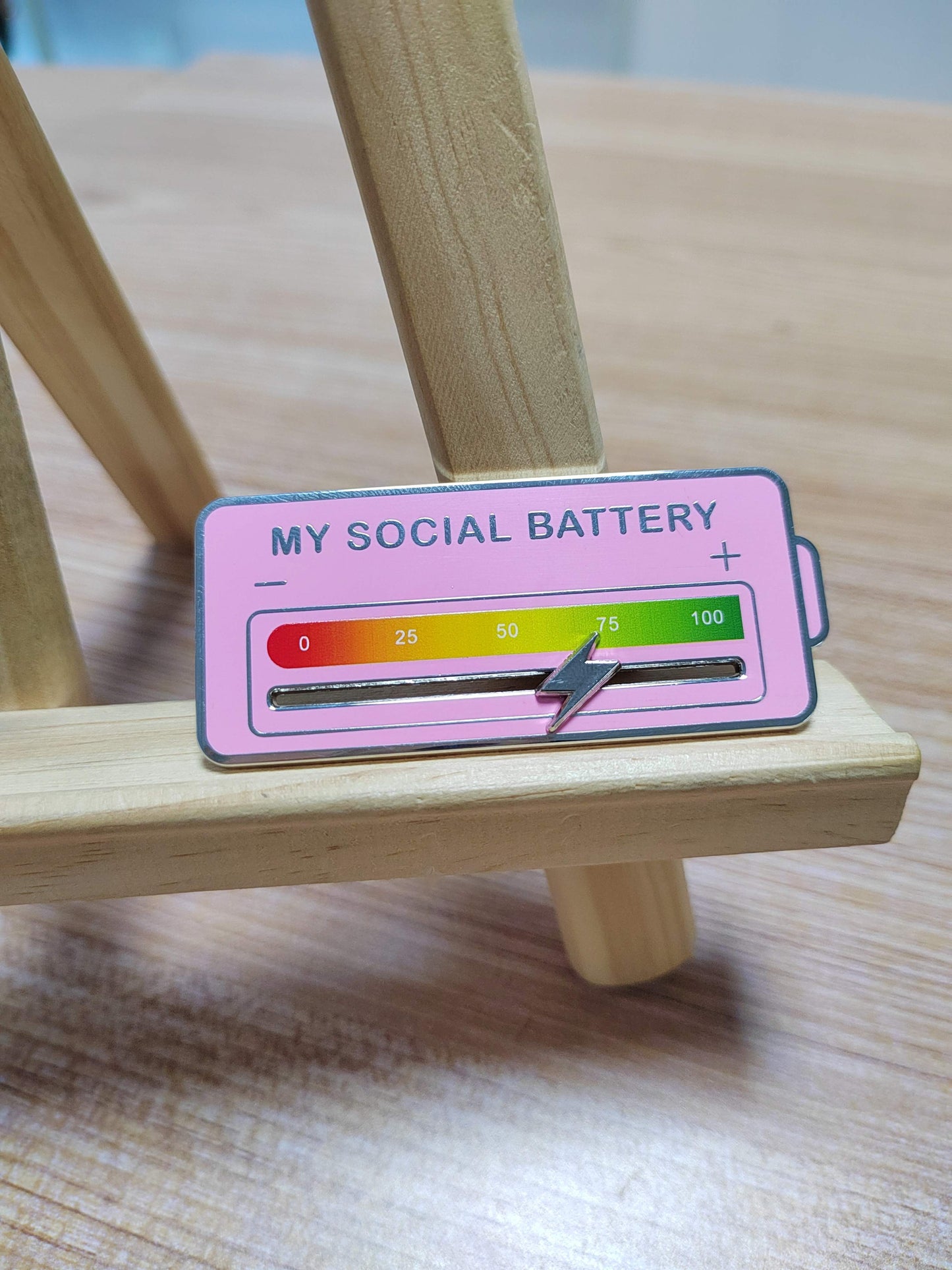 My social Battery. Social Battery Enamel Pin. Interactive Enamel pin
