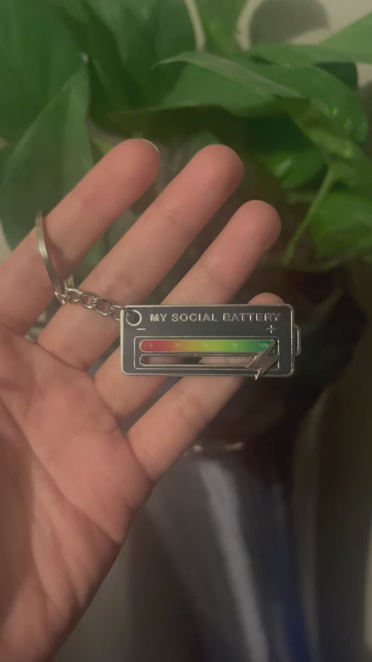 Social battery keychain. Interactive social battery enamel
